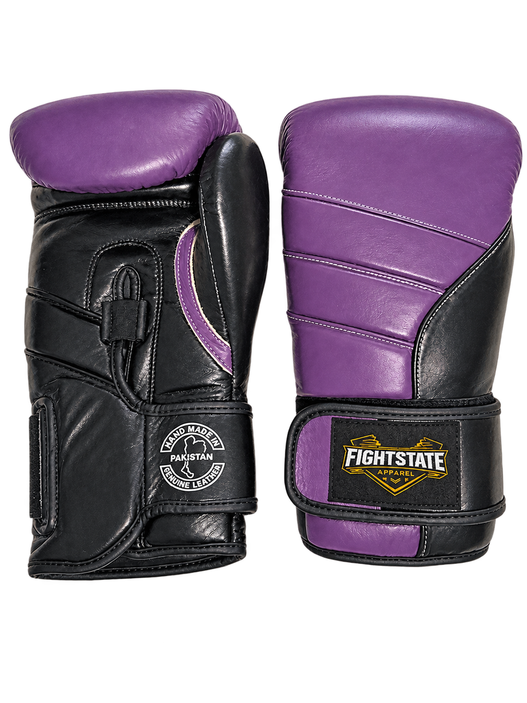 14oz Genuine Leather Purple and Black Boxing Gloves