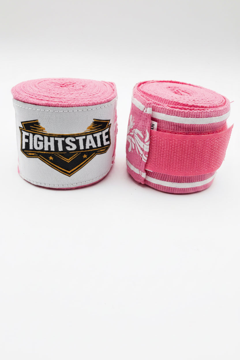 FightState Pink White Mindful Hand Wraps