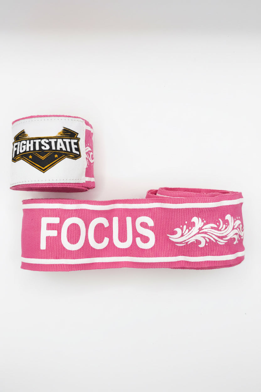 FightState Pink White Mindful Hand Wraps
