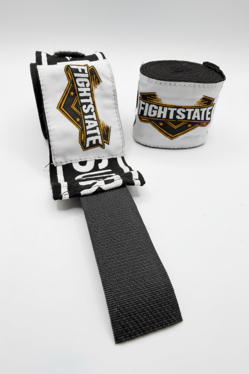 FightState Black White Mindful Hand Wraps