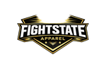 Fightstate Apparel logo with gold and black design on a white background
